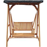 Axi Kari Balançelle De Jardin En Bois De Teck Banc À Bascule Avec Pare-Soleil Et Accoudoirs Chaise Longue D'Extérieur / Pour 1 Personne Peut Supporter Jusqu'À 120 Kg