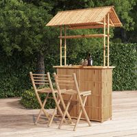 Vidaxl – Mobilier de bar 3 pcs en bambou – Ensemble pliable avec toit – Design tropical pour jardin et terrasse – Cadre robuste et durable