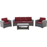 Gartenset Chillvert Treviso Harz 1 Sofa+ 2 Sesseln + 1 Tisch Hellgrau