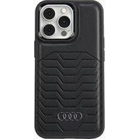 Custodia rigida Audi in pelle sintetica MagSafe per iPhone 13 Pro / 13 6.1, colore nero/nero (AU-TPUPCMIP13P-GT/D3-BK)