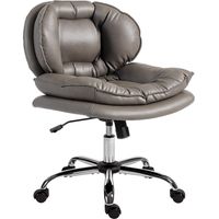 Silla Oficina Piernas Cruzadas Asiento Ancho Ruedas Acolchado FunciĂłn Basculante Altura Ajustable Gris