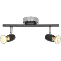 Réglette ou plafonnier moderne Alliage 2 ampoules métal noir chromé LED