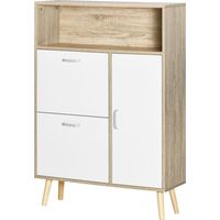Scarpiera Salvaspazio 8 Paia Scarpe 2 Ante Armadietto Legno Bianco, 80x25,5x112,5cm