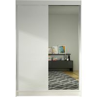 Armoire Closico 147, Blanc, 200x120x58cm, Portes d'armoire: Coulissantes, Nombre d'étagères: 5