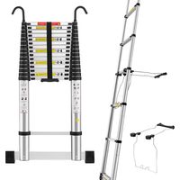 Stanew – Échelle télescopique pliante 6.2M en aluminium – Stabilisateur et crochets amovibles – Marches antidérapantes de 40cm – Charge maximale élevée