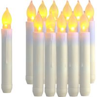 12 pièces LED bougies électroniques, bougies longues, bougies de Noël d'Halloween en cire à long poteau blanc chaud