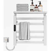 Handtuchheizkörper elektrisch,Badheizkörper elektrisch 50x50cm,Intelligenter thermostatischer Handtuchhalter,Schwarzer Wandmontierter Elektrischer Handtuchhalter,Mit Touch Schalter und Timer