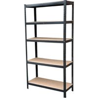 Heavy Duty Storage Rack 5 Tier Full-Size Metal Storage Shelving Unit, 386 Pound Capacity per Shelf, Great for Kitchen, Office, and Garage Storage, 180cm H x 90cm W x 40cm D inch, Black