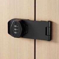 Serratura per armadietto senza chiave, combinazione di password a 3 cifre, chiusura a gancio, manopola girevole, cassetto in legno, armadietto (nero, 4 pollici)