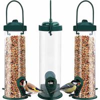 Mangeoire oiseaux extérieure suspendue, lot de 3, capacité 368 g, 2 points d'alimentation, 1 jeu