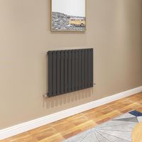 AICA Oval Column Radiator 600x767mm Central Heating Horizontal Single Stylish Black