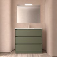 Badezimmermöbel NOJA 1000 3 Schubladen GREEN SATIN + Waschtisch