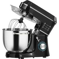 Impastatrice Planetaria 1400W con Ciotola 7L e 6 Velocità, Gancio Impastatore, Frusta e Sbattitore, Nero