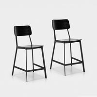 Set de 2 taburetes altos de madera y metal para cocina y bar Teka - Negro