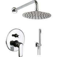 Set completo doccia con soffione pioggia Pollini Design B471377239R Cromo