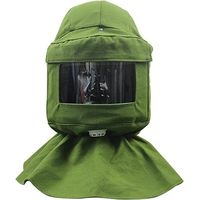 Sandblasting bell, sandblasting scarf, wind mask, sandblasting shield, dust protection tools, face mask, green canvas + safety helmet