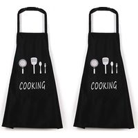 2-teiliges schwarzes Schürzenset, professionelle Herren-Küchenschürze, wasserdichte Schürze mit Taschen, Schürzen zum Kochen, für Restaurantarbeiten, Grillen, Gartenarbeit, Basteln und Backen, Schwarz