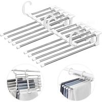 Hosenbügel 2er-Set, Mehrzweck-Kleiderbügel aus Edelstahl, platzsparend, faltbar, erweiterbar, mehrere Kleiderbügel, Kleiderschrank-Rack, weiß