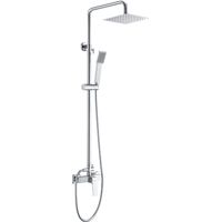 Ensemble colonne de douche - Barre de douche monocommande extensible en acier inoxydable avec pomme de douche et poignée de douche en Chrome