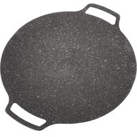Plaque de barbecue coréen Grill de barbecue Poêle à frire circulaire antiadhésive pour la maison Poêle extérieure Type universel 33cm
