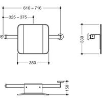 HEWI 900.51.903XA 98 dossier, Système 900, T :150, gauche mur,