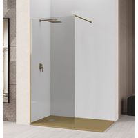 BATHME SANDRA Mampara Ducha Fijo Oro Mate Transparente - Medida: 100 cm - ref: MA01100400