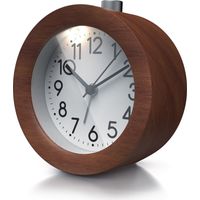 BEARWARE Analoger Wecker mit rundem Holzkorpus Holz Wecker mit beleuchtetem Ziffernblatt