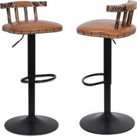 Lot de 2 Tabouret de Bar Industriel Chaise de Bar Haute Réglable Cuisine en Cuir PU Tabouret Haut Vintage - Cari Jaune