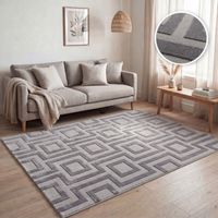 Paco Home Teppich Wohnzimmer, moderne geometrisch abstrakte Muster, 3D-Effekt grau 160x220 cm
