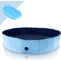 VINGO Piscina per cani pieghevole in PVC diametro 160 cm altezza 30 cm blu antiscivolo easy