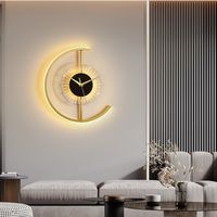 Orologio da parete moderno, lampada da parete, soggiorno, camera da letto, comodino, corridoio, loft, lampada decorativa da interni in acrilico dorato, orologio con numeri
