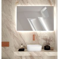 Espejo led 120x80 cm para baño con esquinas rectas y luz fría
