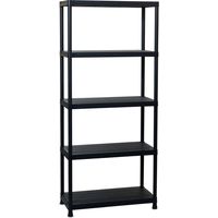 Scaffale Universal 845 a 5 ripiani ventilati per interni in resina con fissaggio a muro colore nero 80x40x180 cm Toomax