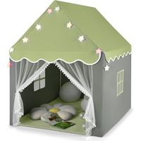Costway – Tente enfant tipi 105 x 121 x 136 cm – Tissu polyester-coton doux – Lumières étoilées – Facile à assembler – Pour 4 enfants