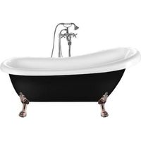 Freistehende Badewanne RICHMOND schwarz Löwenfüße ALTKUPFER 171