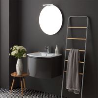 Abgerundetes Badmöbelset 62 Cm Glänzend Grauer Rundspiegel Riva