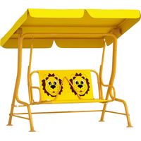 Dondolo per Bambini da Esterno a 2 Posti con Tettuccio Regolabile e Cinture di Sicurezza, 112x75x120 cm, Giallo