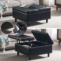 Grande chaise de rangement carrée, adapté au bureau de la chambre à salon, boîte de rangement rembourrée (UPU noire)