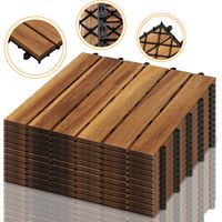 Jiubiaz 55 pièces de dalles en bois d'acacia 30 x 30, dalles à clipser pour balcons et terrasses, dalles en bois pour terrasses, système à clipser, pour l'extérieur, résistantes aux intempéries et ant
