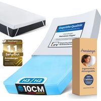 Arensberger Matratzen Topper LUXURY, 160x200cm, Gelschaum und Memory Gel Foam Matratzentopper, waschbar, geeignet für Federkern & Matratzen, Höhe 10cm