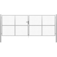 vidaXL Portail de jardin en acier galvanisé 400 x 150 cm argenté