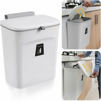 royaluxe -Poubelle de cuisine suspendue avec couvercle, poubelles de placard pour porte d'armoire de cuisine, poubelles sous évier, poubelle pour chambre salle de bain bureau camping-car 9L (blanc)