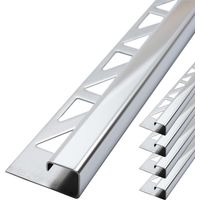 Dalsys Fliesenschiene Eckprofil Quadratprofil Edelstahl, Fliesenprofil - Poliert 2,5m x 12,5mm, 5 Stück