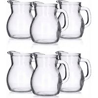 Set 6 Brocche in Vetro Trasparente 1 Litro caraffa con Taratura MID Uso Domestico e Professionale Lavabili in Lavastoviglie per Bevande succhi vino da tavola e buffet