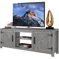 Parrot Uncle Grey TV Stand 147cm for TVs up to 65" – Modern Farmhouse Media Console with X-Barn Doors and Storage