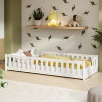 Letto a terra 90x200 con rete a doghe Théa Bianco
