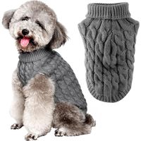 Pull pour chien, pull à col roulé pour chiot, pulls tricotés pour chiens et chats de petite et moyenne taille, vêtements doux et confortables pour chien, tenue d'automne et d'hiver (GRIS M)