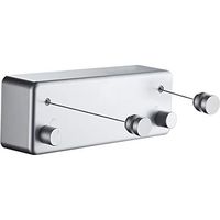 Retractable clothesline for indoor and outdoor use - Heavy-duty, 2 x 4.2m stainless steel clotheslines, wall-mounted (drill required) - Blue-grey
