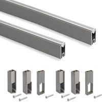 Emuca 7101352 Lot de 2 rails de penderie Luxe de 1,15 m de long avec supports, Aluminium et Plastique, Titane