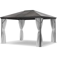 Leco Profi-Pavillon Metall-Gartenüberdachung, graues Dach/ Seitenteile in lichtgrau, 300 x 365 cm